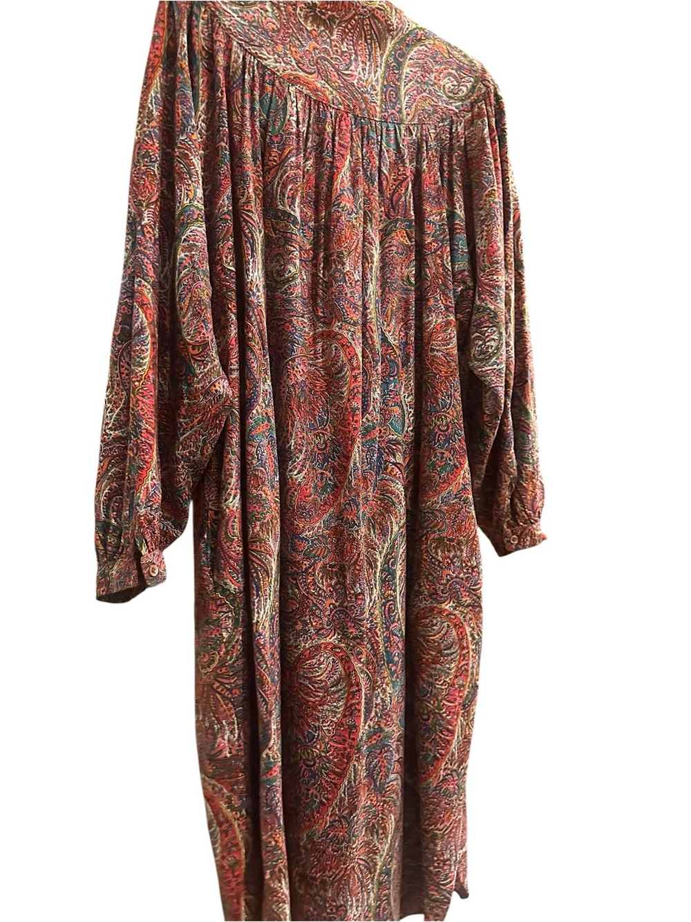 True Vintage 70s Plus Size Psychedelic Paisley Prairie Dress Boho Midi Pockets - Picture 11 of 11
